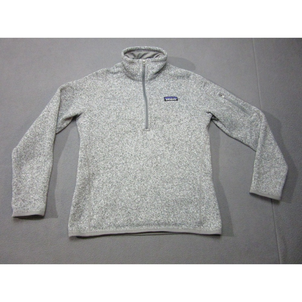 Patagonia Better Sweater Womens Small Heather Gray Worn Wear Mock Zip Pocket